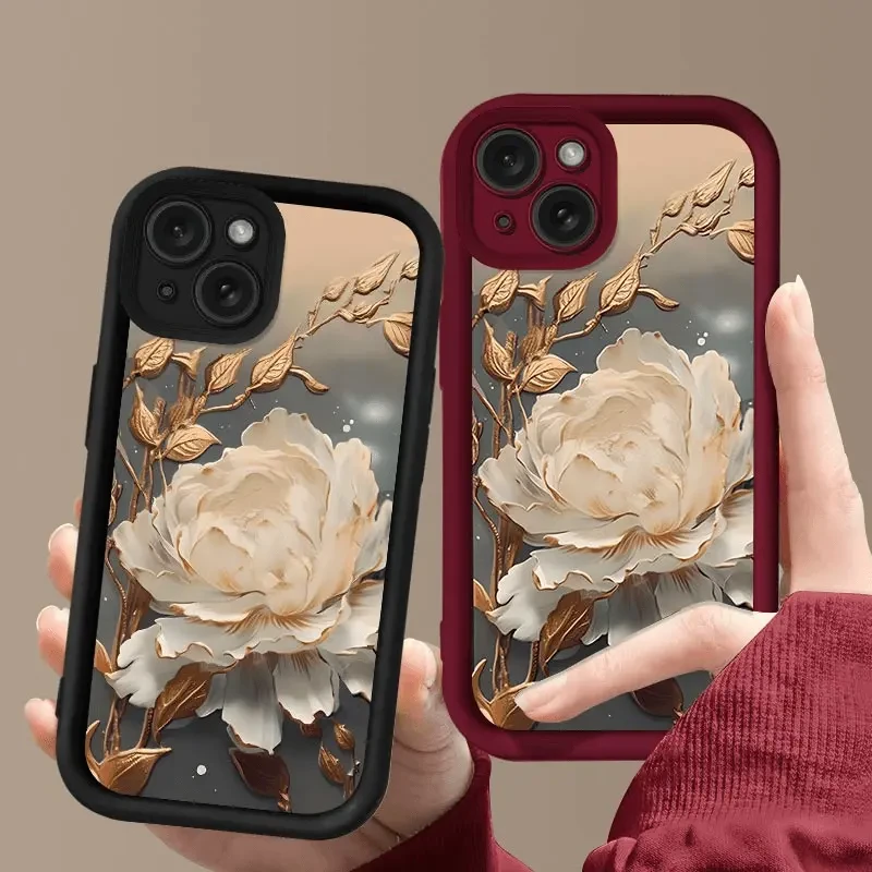 适用昙花盛开苹果17promax手机壳天眼阶梯高级感硅胶全包防摔软壳