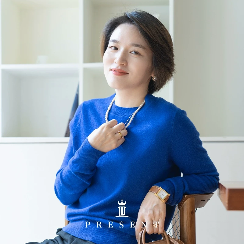 老宝娘家丨J*C匠心系列克莱因蓝山羊绒毛衣套头打底衫24秋冬款女