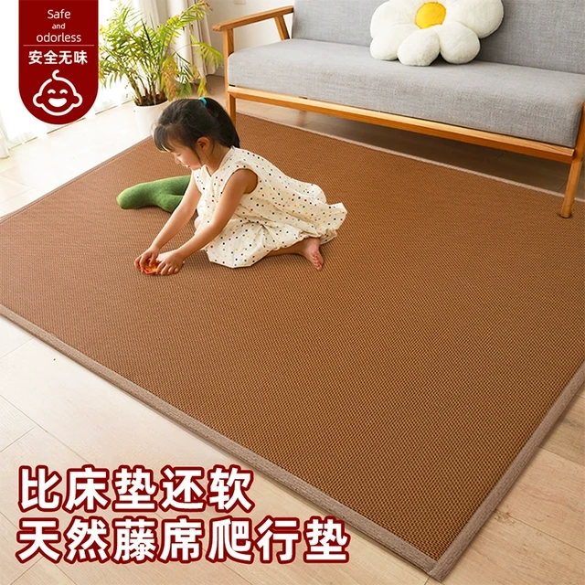 夏季客厅凉席地垫加厚防摔婴儿爬爬垫艾草儿童日式榻榻米藤席地毯
