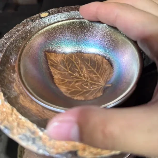 建窑建盏 大叶有成 茶盏主人杯 电烧
