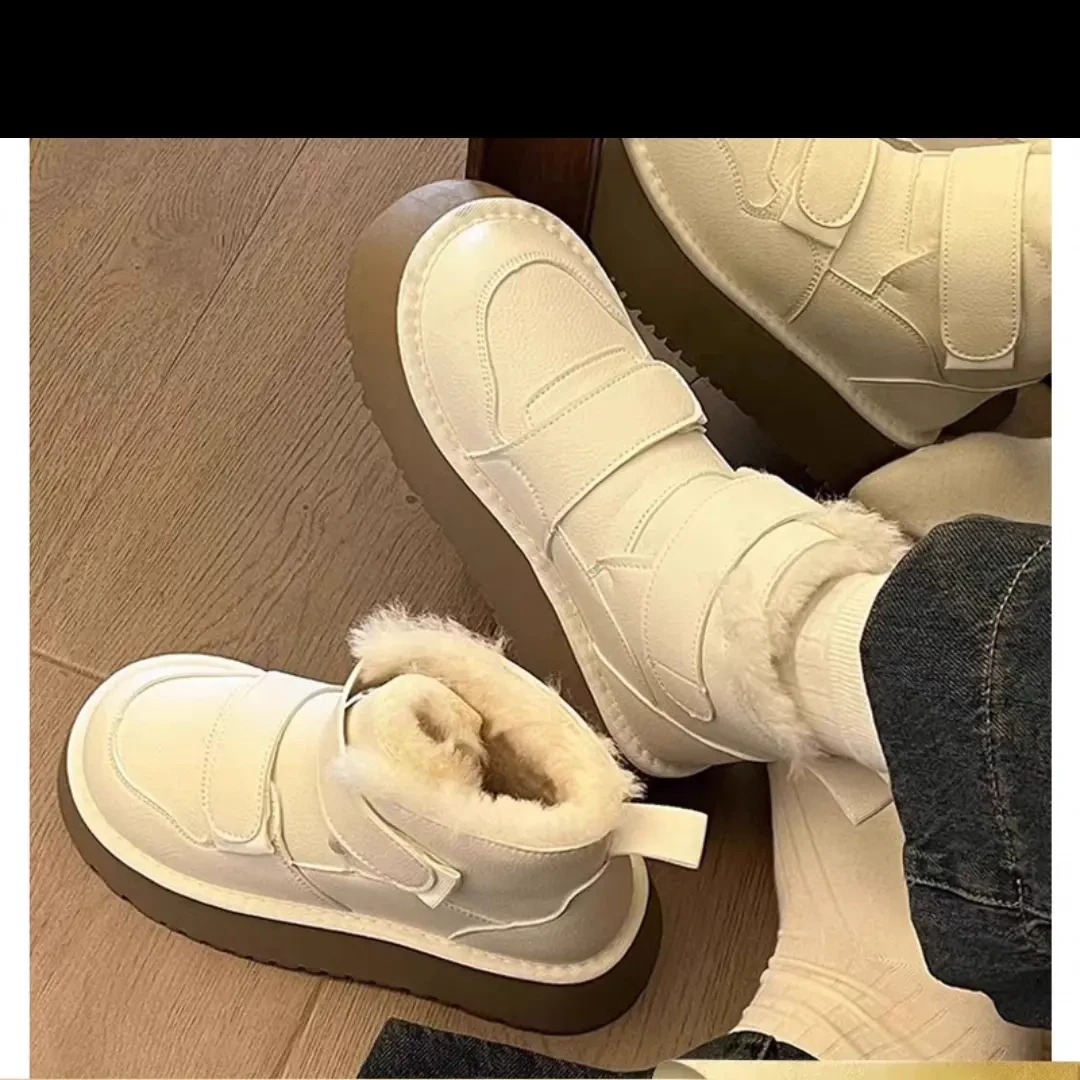 厚底 2025年冬季新款防滑短靴女款魔术贴休闲舒适雪地靴保暖短筒