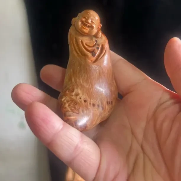 太行崖柏木雕手把件工艺达摩弥勒寿星天然随型根雕