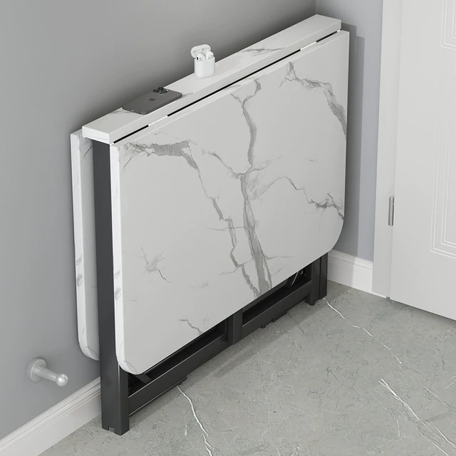 现代伸缩桌折叠餐桌小户型家用学生书桌出租屋免安装移动超薄饭桌