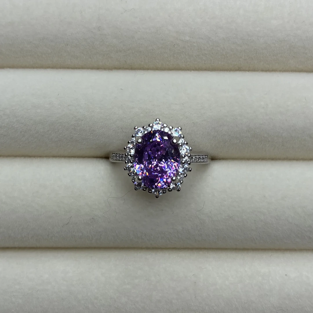 碧玺轻奢紫色系精切气质显白开口戒4003