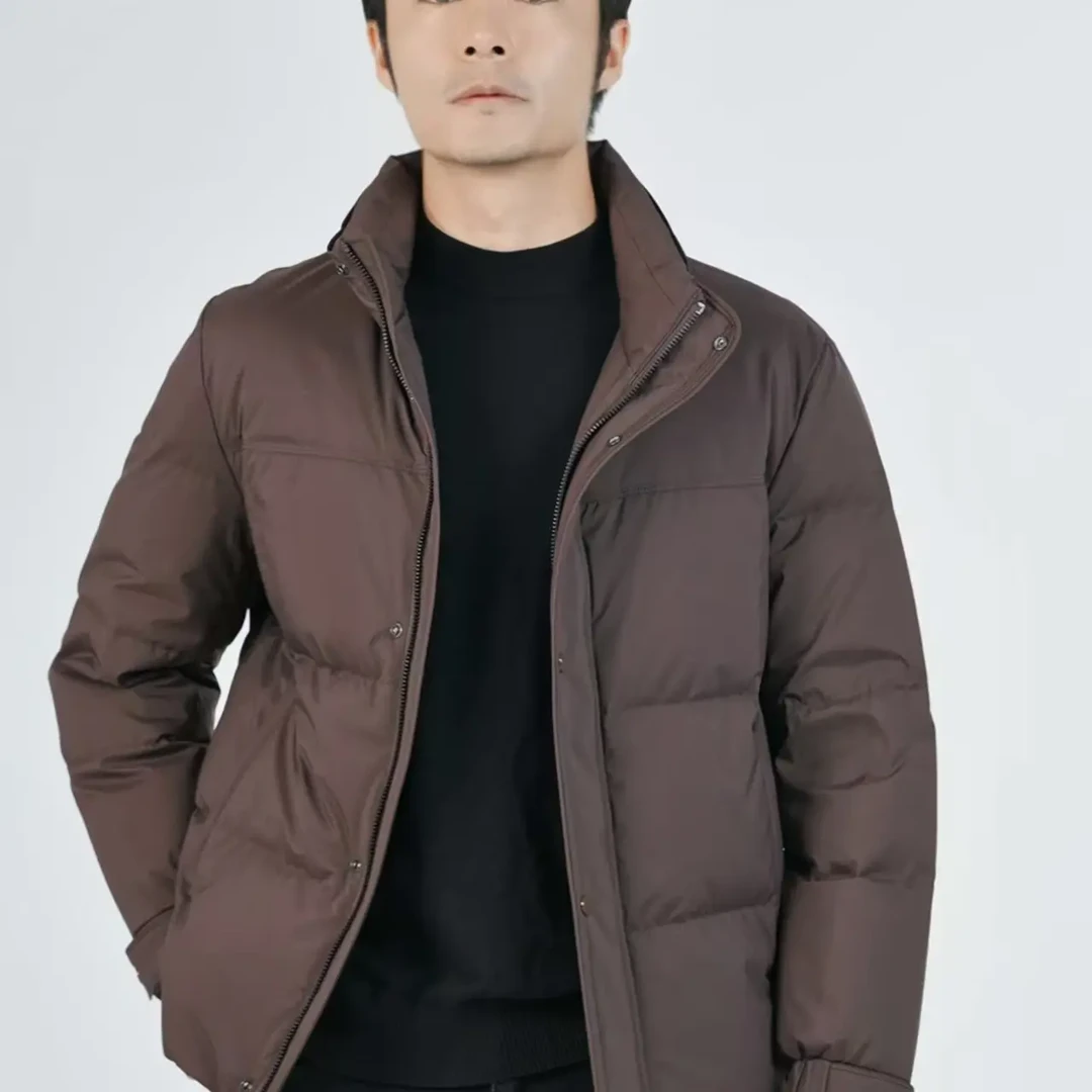 男士立领白鸭绒保暖加厚冬季短款轻商务休闲纯色舒适