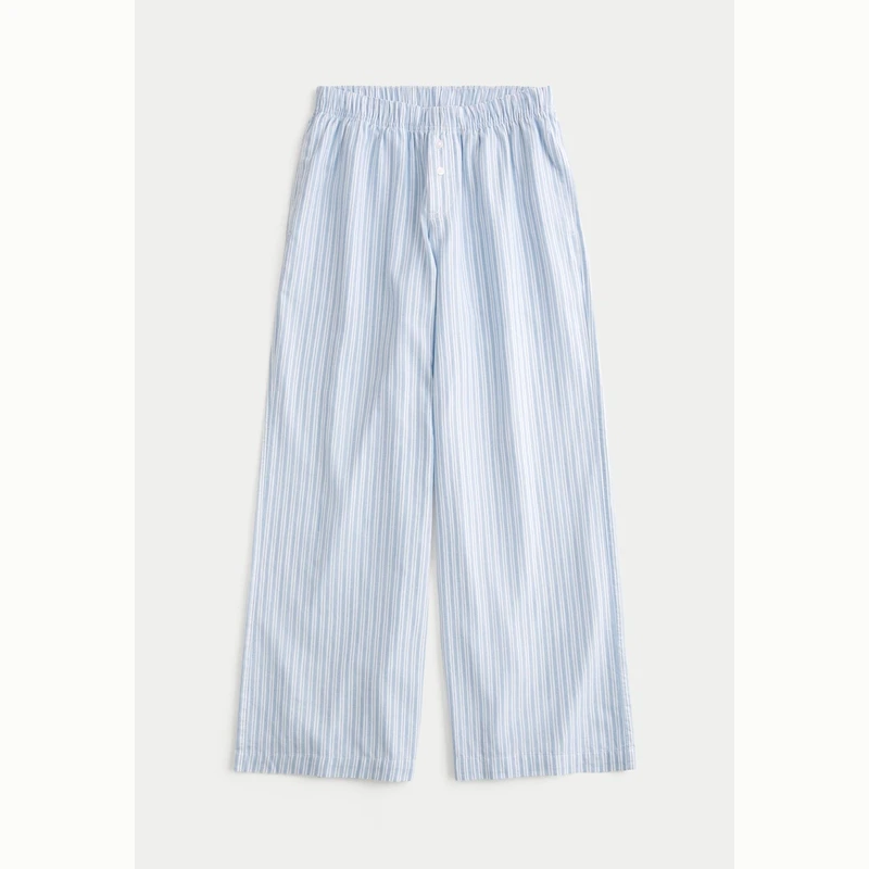 Hollister25春慵懒baggy风垂感条纹居家长裤女装KI346-5011