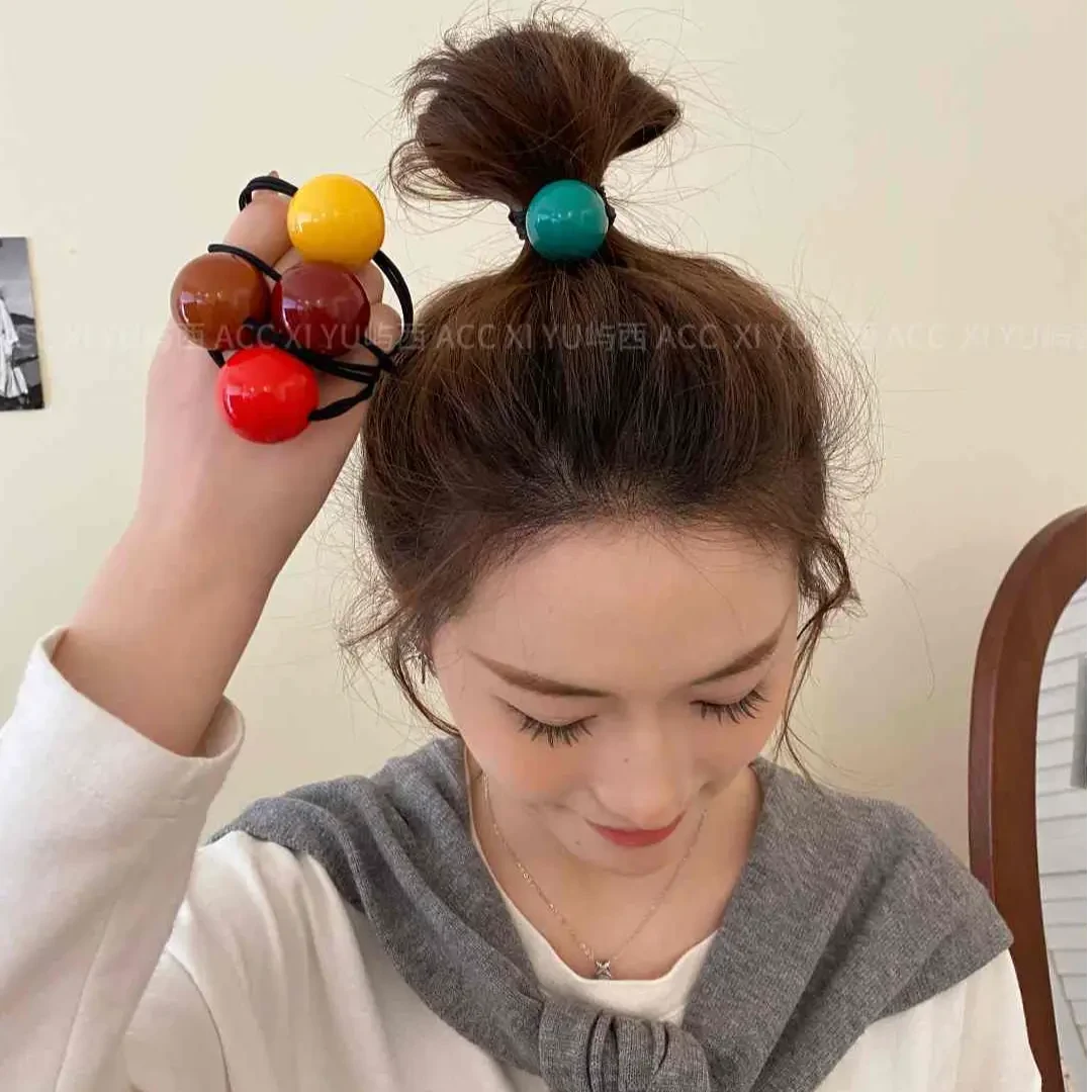 糖果系韩版大号圆球发绳百搭头绳女高弹力扎头皮筋马尾绳简约发圈