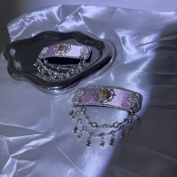 重工镶钻民族风长款流苏侧边发夹头饰