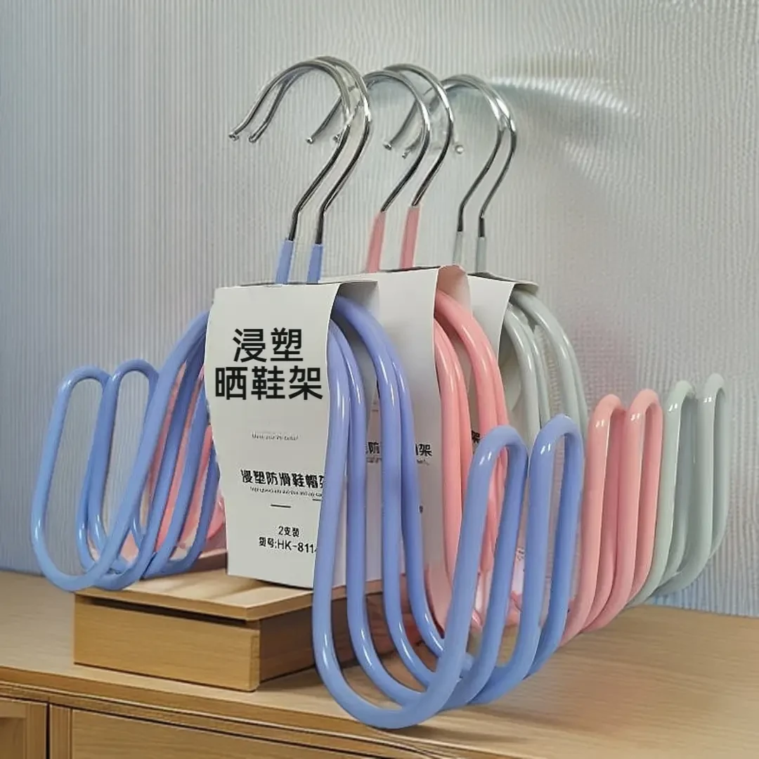 不锈钢晒鞋架多功能鞋挂鞋阳台加粗双钩创意晾鞋架神器架防风衣架