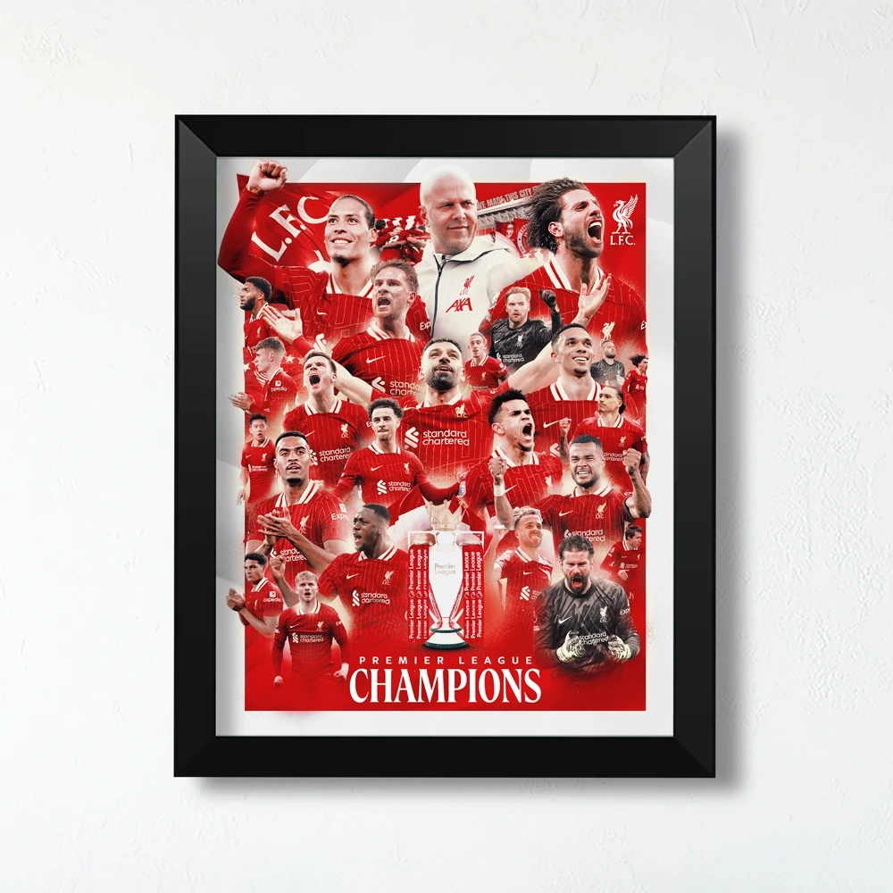 2025年利物浦冠军全家福插画实木装饰相框照片墙书桌摆件海报壁画