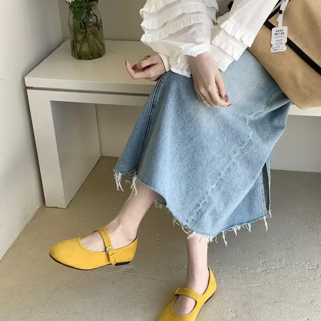 圆头春季玛丽珍鞋平底浅口单鞋方头女鞋玛丽珍复古百搭包头