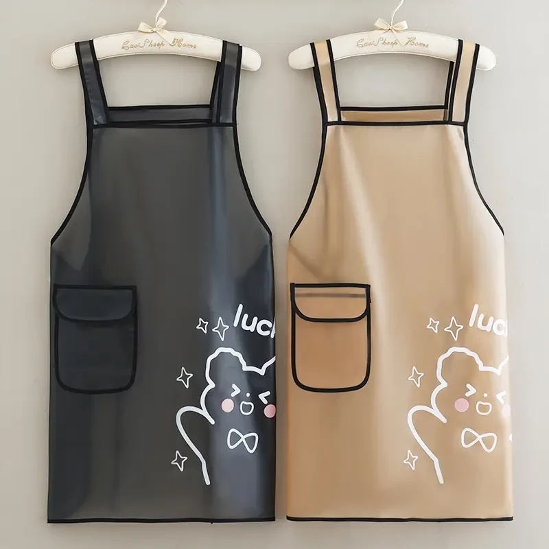 金喜厨房做饭围裙无袖防水围腰餐饮水产宠物店半透明TPU免洗工作