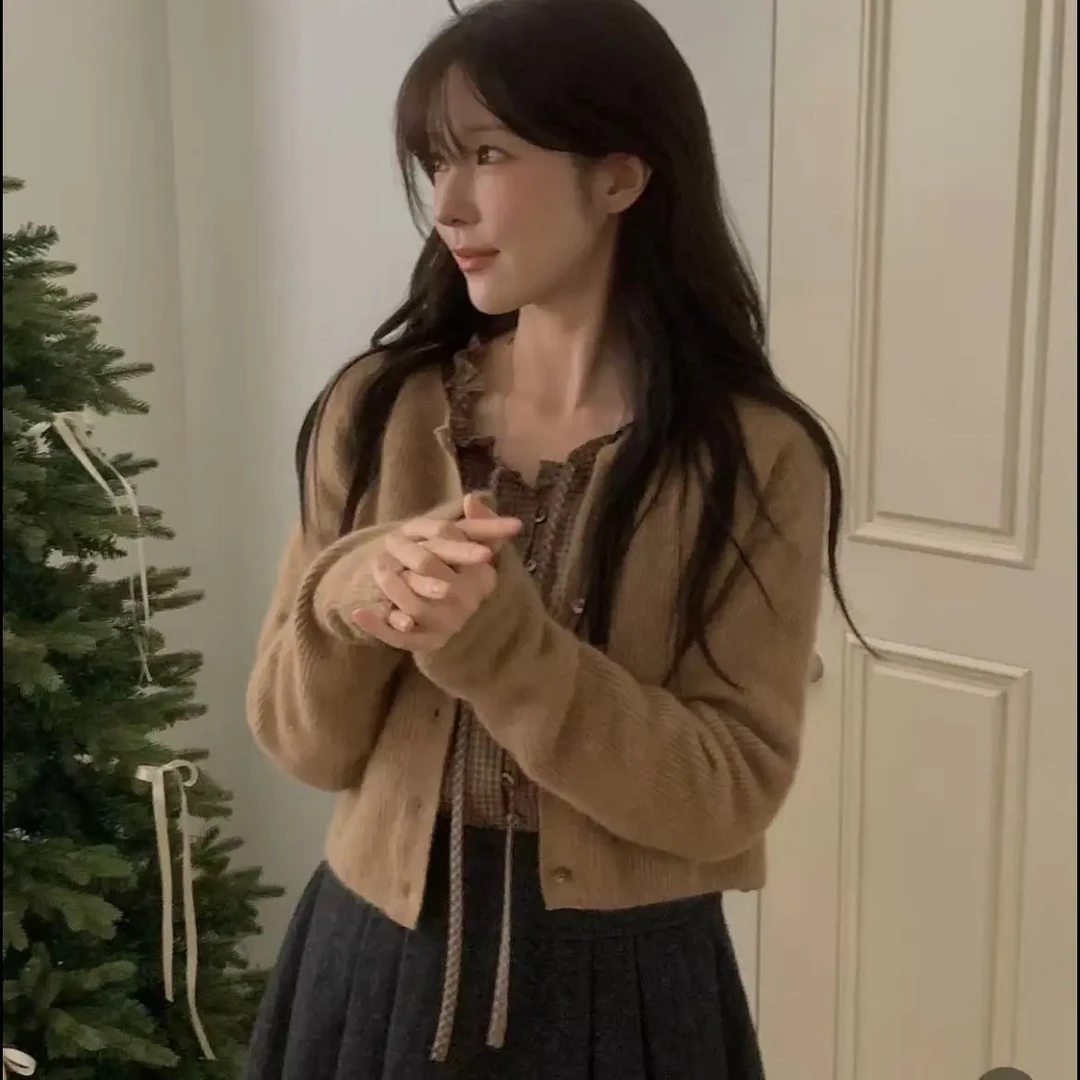 No退No换东大门女装2025秋冬短款针织开衫女71i-b1