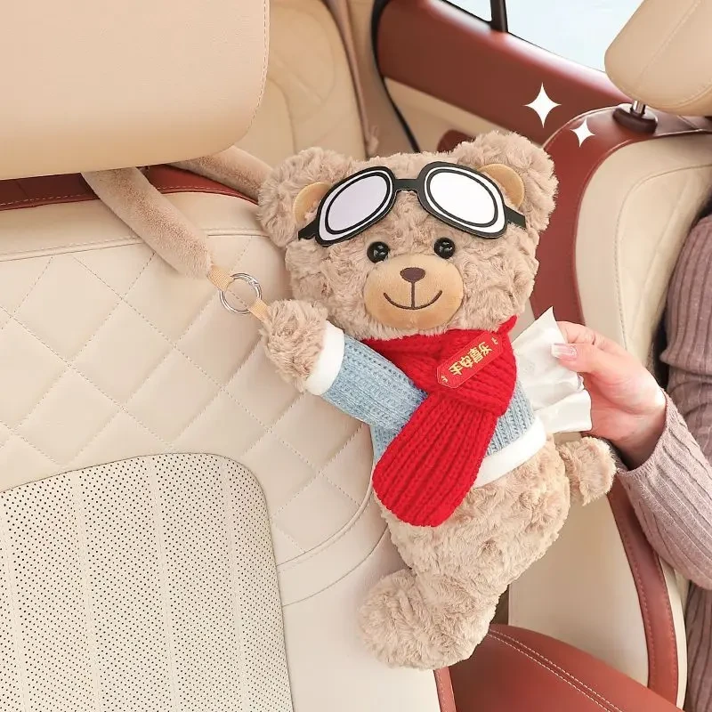 创意车载纸巾盒汽车抽纸盒挂式高级感可爱卡通车内装饰品纸巾挂袋