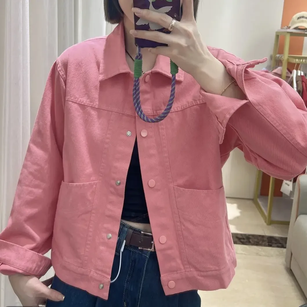 新款磨毛牛仔春秋款大口袋长袖百搭宽松显瘦休闲复古衬衫衬衣外套