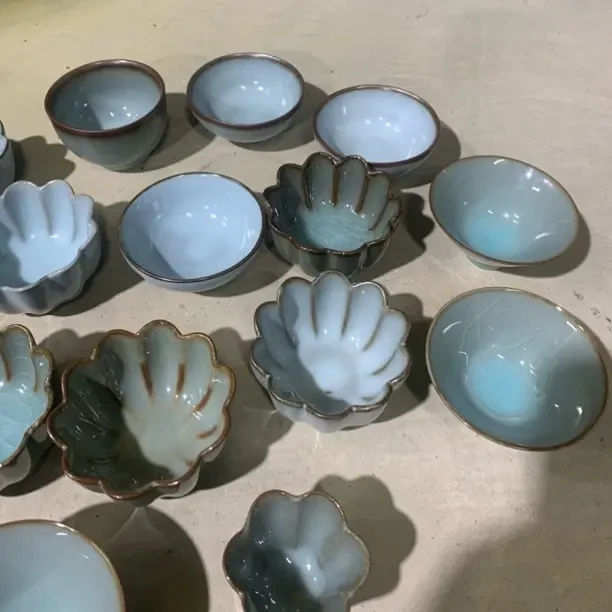 瑕疵一堆10个杯子，花瓣主人杯家用功夫品茗杯