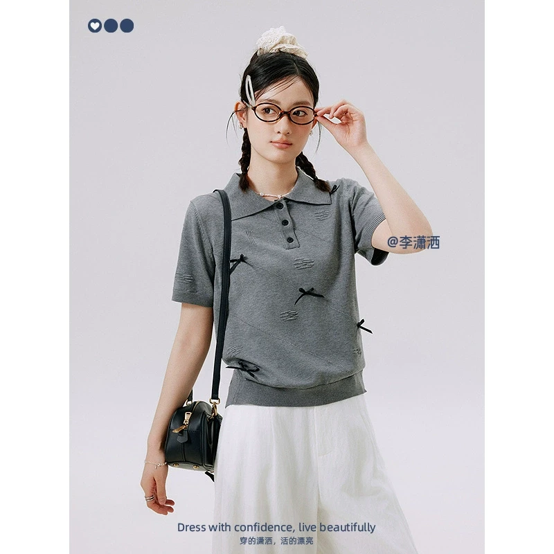 李潇洒莱赛尔蝴蝶结Polo短袖~ZY505V03