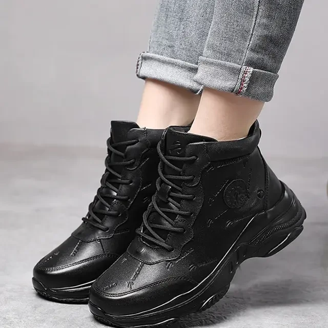 步力宝七星高帮靴Z132 女士头层牛皮靴