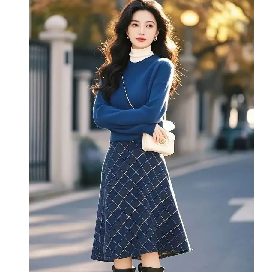 3953+3954一整套冬装韩系高级感独特绝美小针织裙子两件套装女