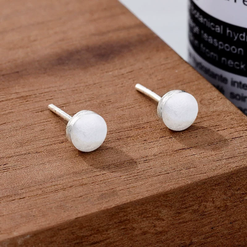 925银耳饰 手工纯银百搭款圆形耳饰一对