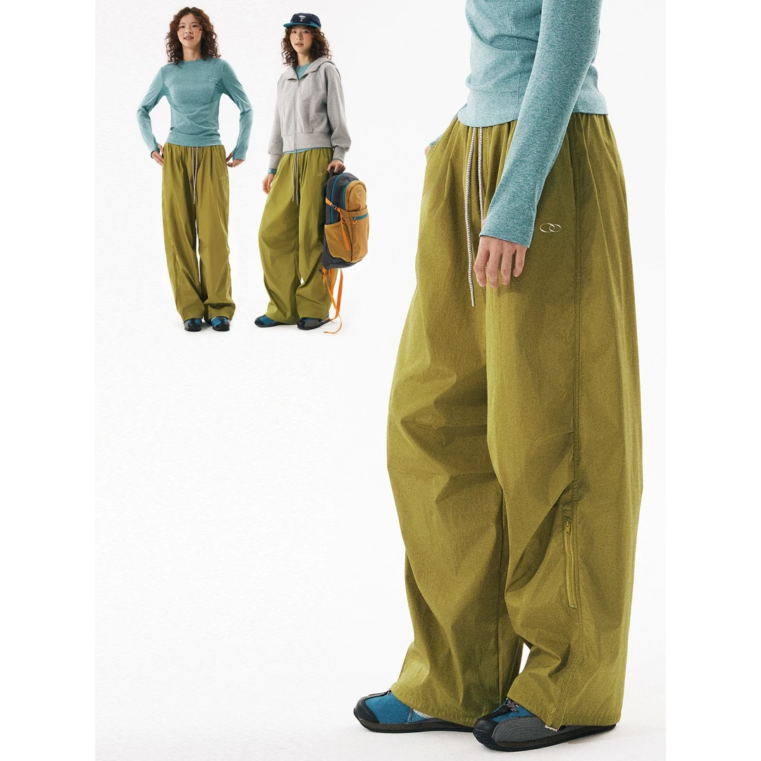 wooye勿野 山系秋冬户外休闲宽松徒步登山侧拉链伞兵速干长裤女