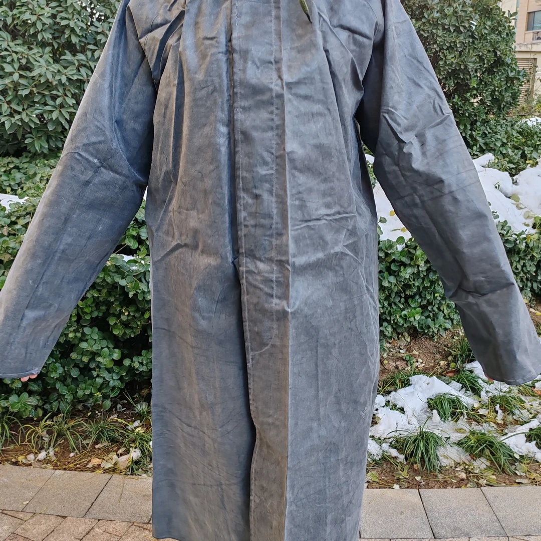 橡胶帆布长款有袖加厚劳保雨衣户外防汛救灾适用