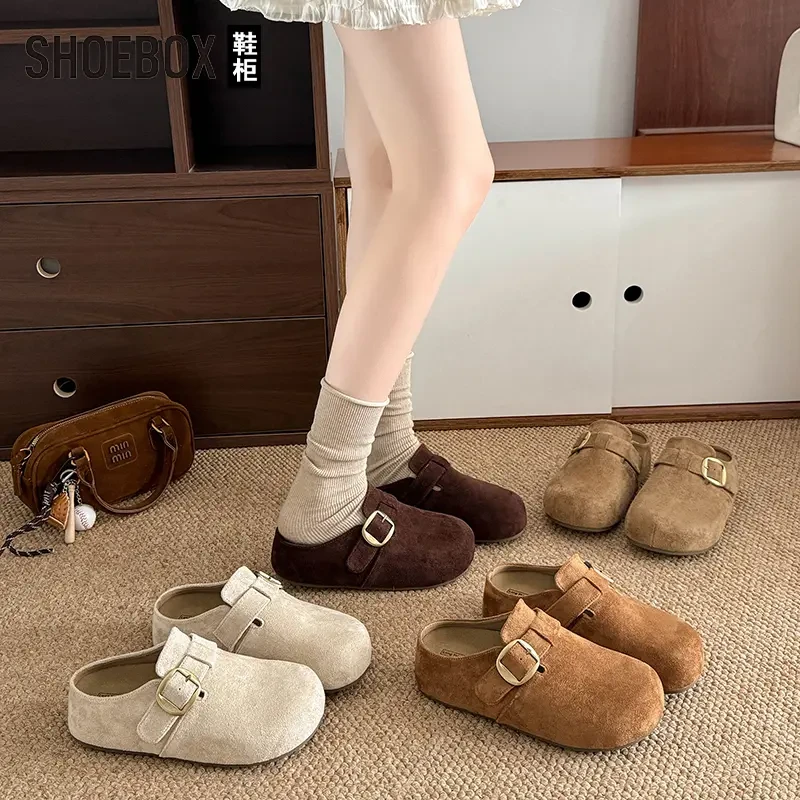 SHOEBOX鞋柜软底加厚勃肯鞋女2025新款秋季一脚蹬一蹬穆勒单鞋女