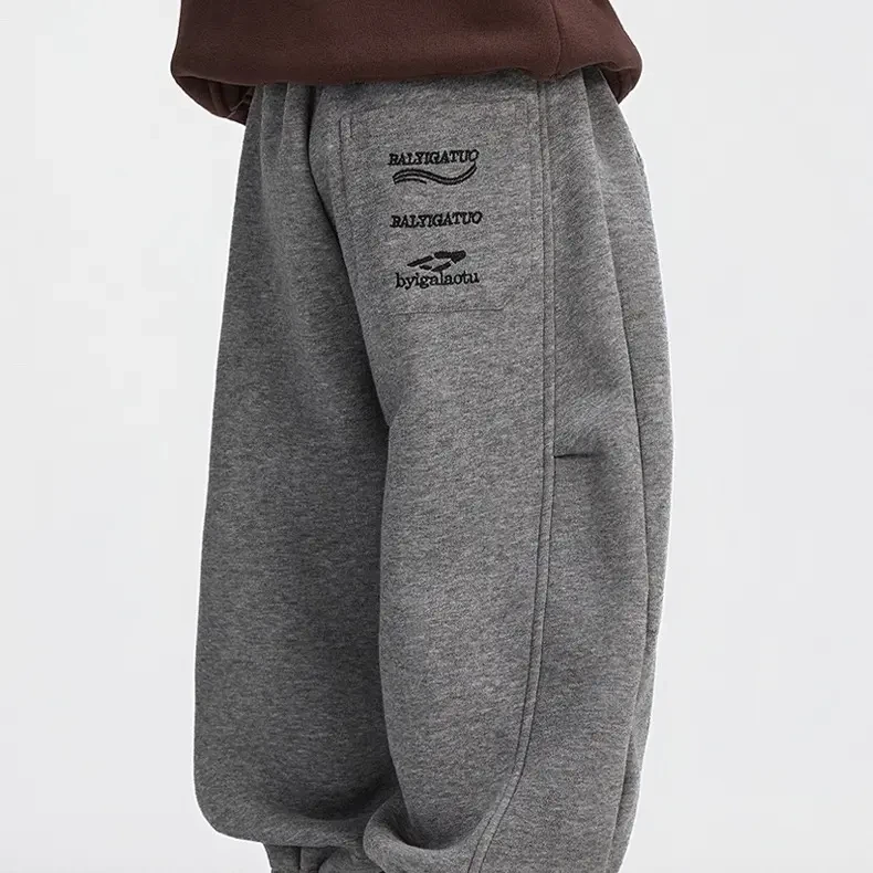 【加绒加厚】2025冬新款中大童男童女童运动休闲时尚针织卫裤一体绒