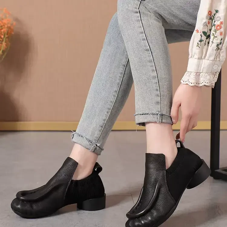 2025秋季新款休闲女鞋复古软底软皮简约一蹬百搭手工单鞋女