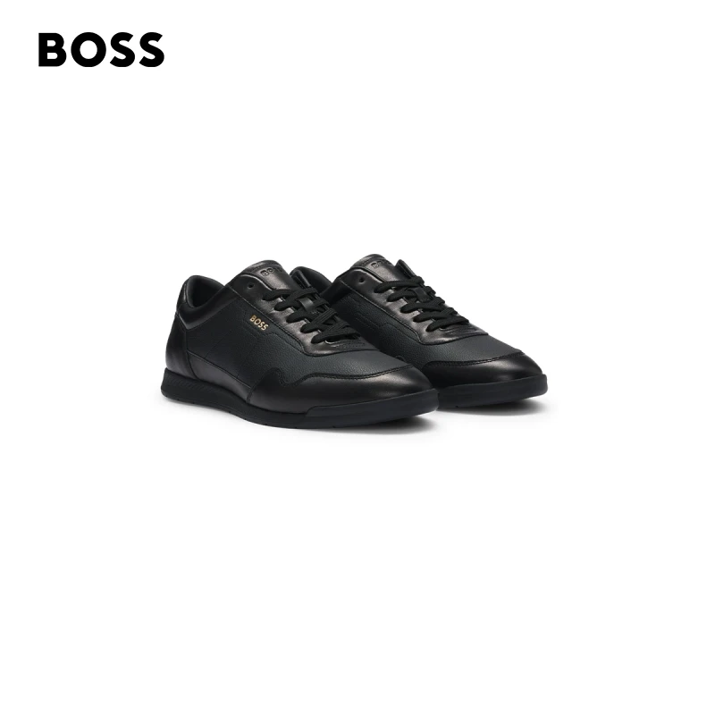 BOSS博斯男士25新款金色品牌标识人造革经典运动鞋50536525