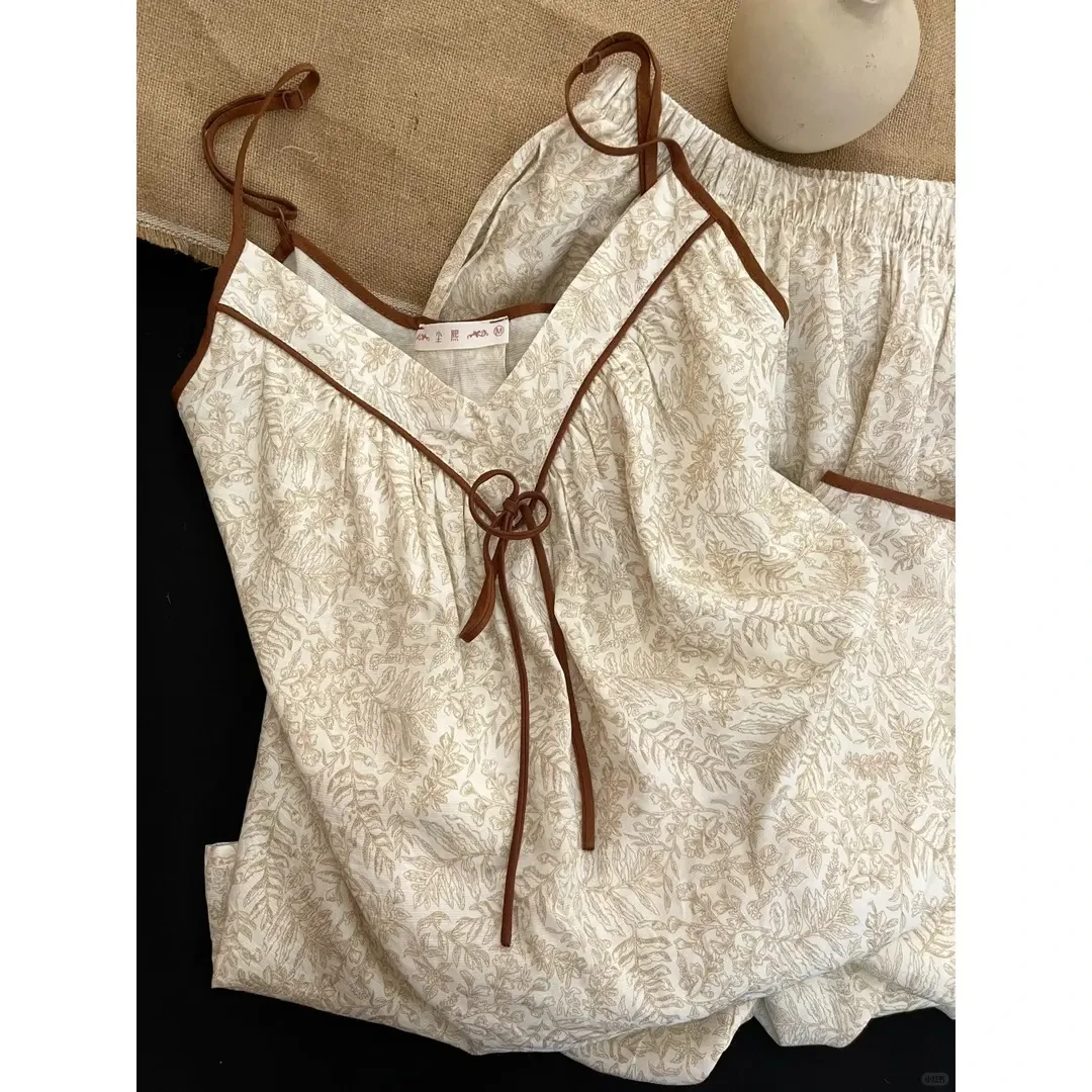 【国风新中式】甜美高级感吊带睡衣女春夏2025新款大码套装家居服