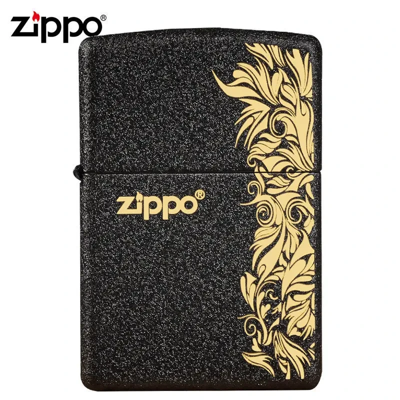zippo打火机富贵花开-美版黑裂漆官方旗舰正品防风原装送礼物TCJ1