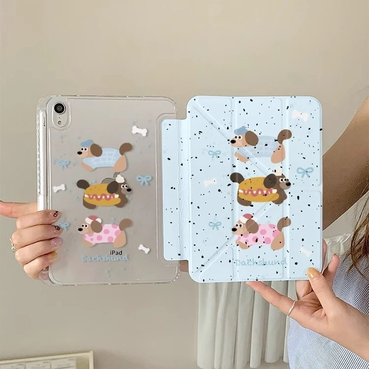 蓝色腊肠狗适用苹果iPadA16平板保护套202511寸华为平板壳小米pad