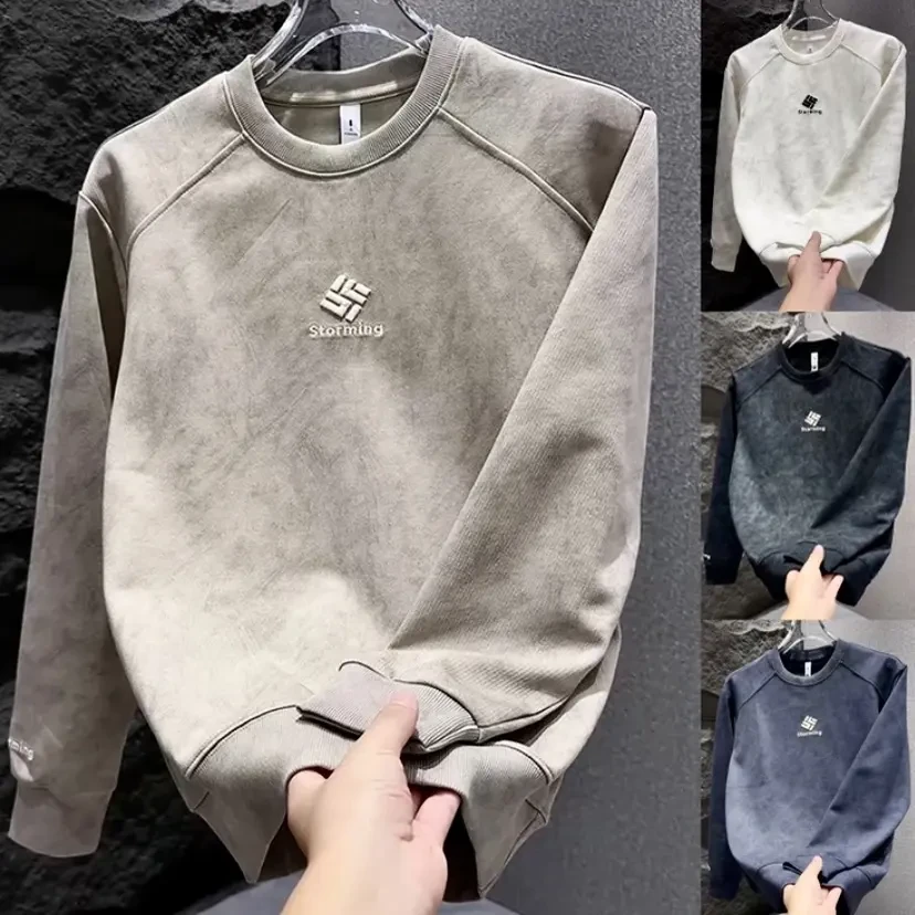 25年秋冬男士插肩袖圆领卫衣扎染工艺时尚休闲百搭【2823】