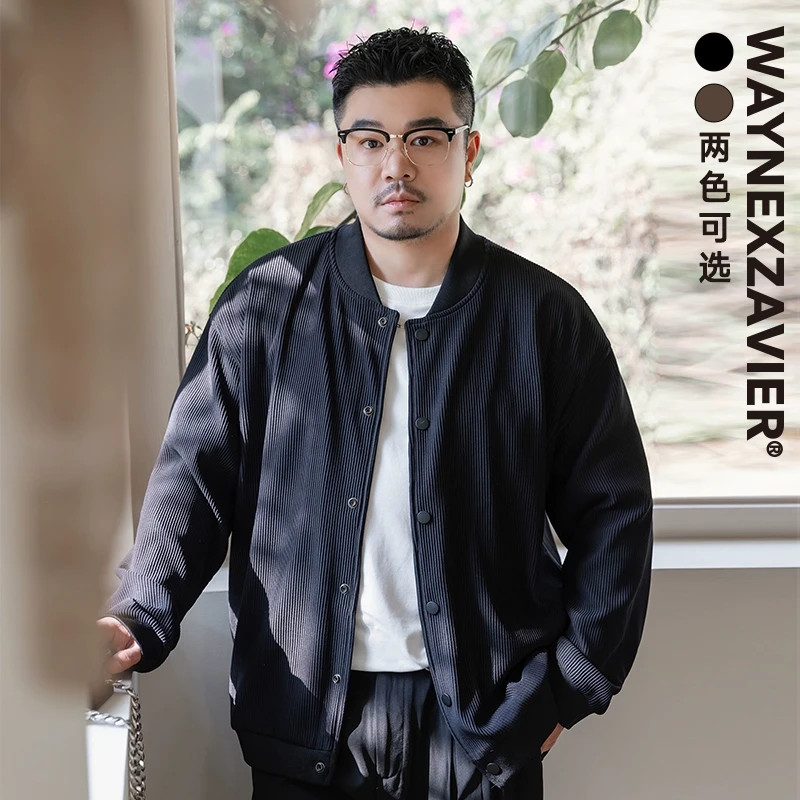 韦恩泽维尔大码球服夹克男加肥加大春秋季休闲宽松薄款外套7949