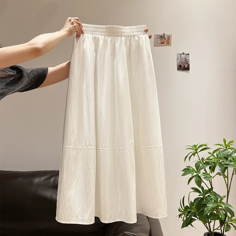 减龄气质松紧腰A字半身裙女夏季2025新款高腰显瘦百搭拼接蛋糕裙