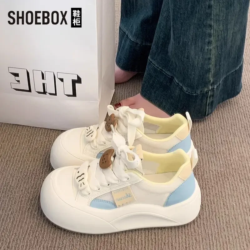 SHOEBOX鞋柜百搭小众板鞋女2025夏季新款时尚鞋厚底大头面包鞋女