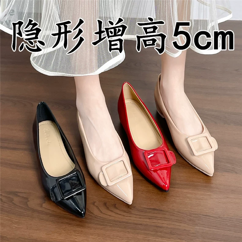 仙女风法式玛丽珍鞋女内增高方扣尖头单鞋温柔风气质配裙子晚晚鞋