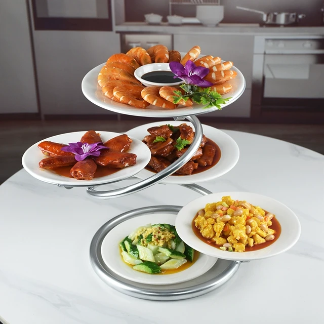 菜盘架台阶式冷盘架酒店桌面放菜架子摆盘神器转盘菜架冷菜备菜架