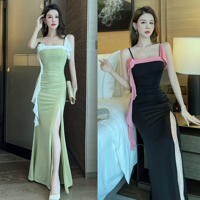 夜总会吊带性感连衣裙女spa技师工作服柔式轻奢高级感足疗晚礼服