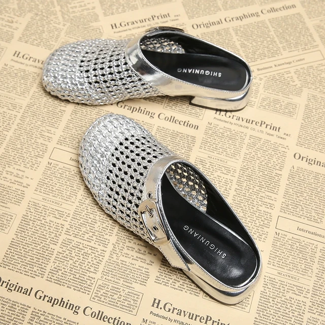 包头半拖女款2025夏年季新款洋气时髦外穿镂空透气时尚平底凉拖鞋