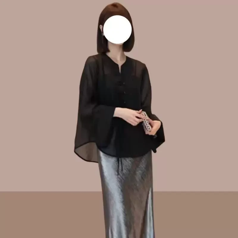 国风盘扣气质中式罩衫衬衣女款2025夏季新款时尚宽松百搭显瘦上衣