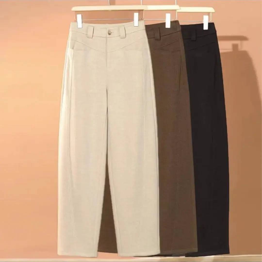 【梧桐裤】秋冬加绒加厚高腰时尚百搭设计感镰刀裤y522 裤长94-97