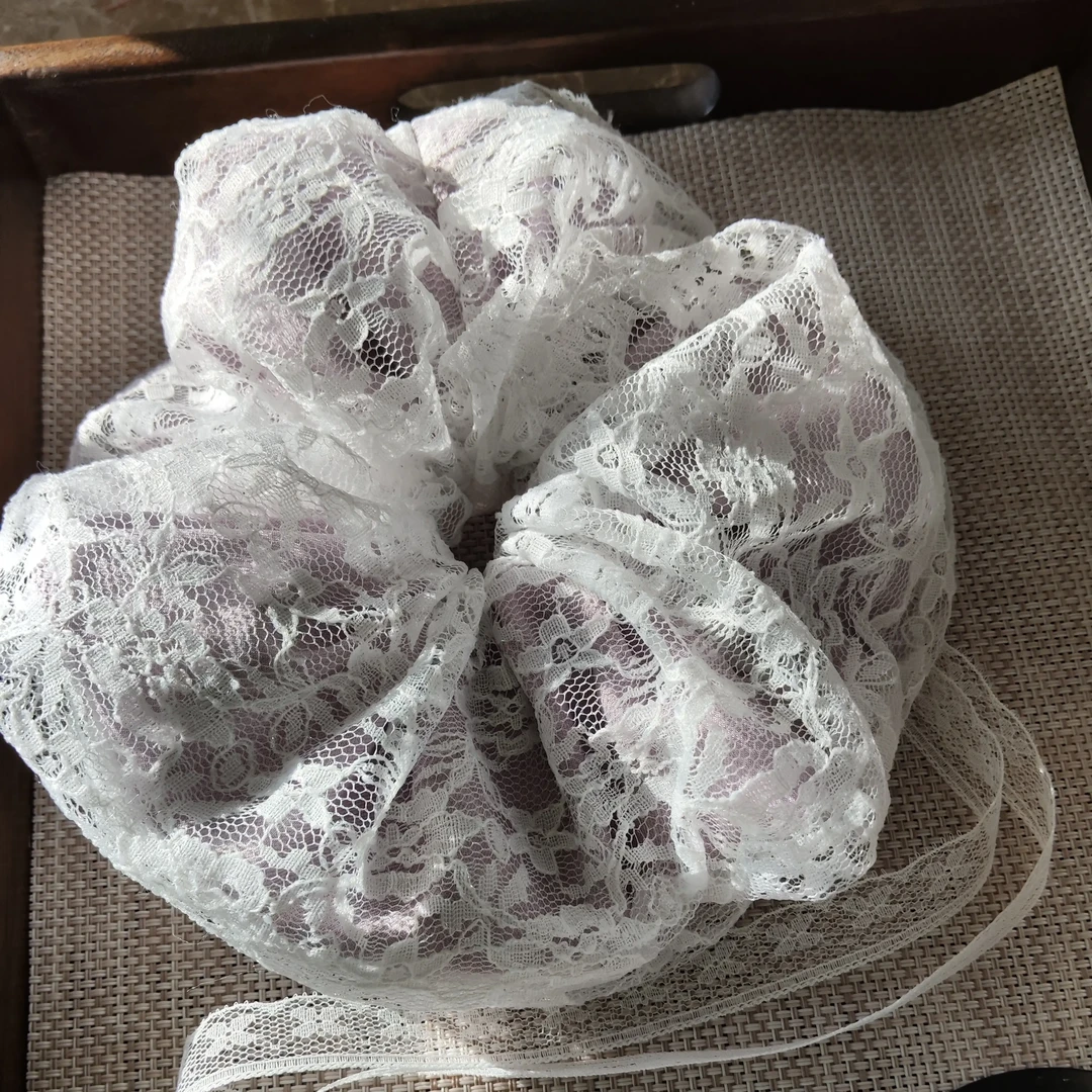 福气满满鸢尾紫重工双层蕾丝发圈 纯手工现做 拍下默认微瑕不退换