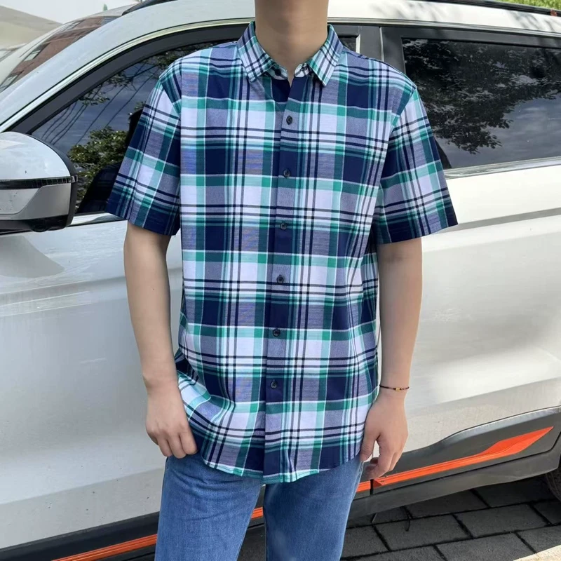 2522082 棉100% 夏季新款短袖衬衫2025年新款休闲男士翻领衬衣