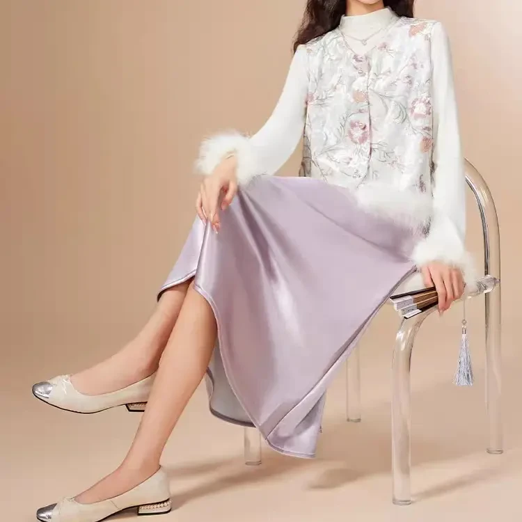 依家剪标新款秋冬中式成熟优雅气质上下套长裙