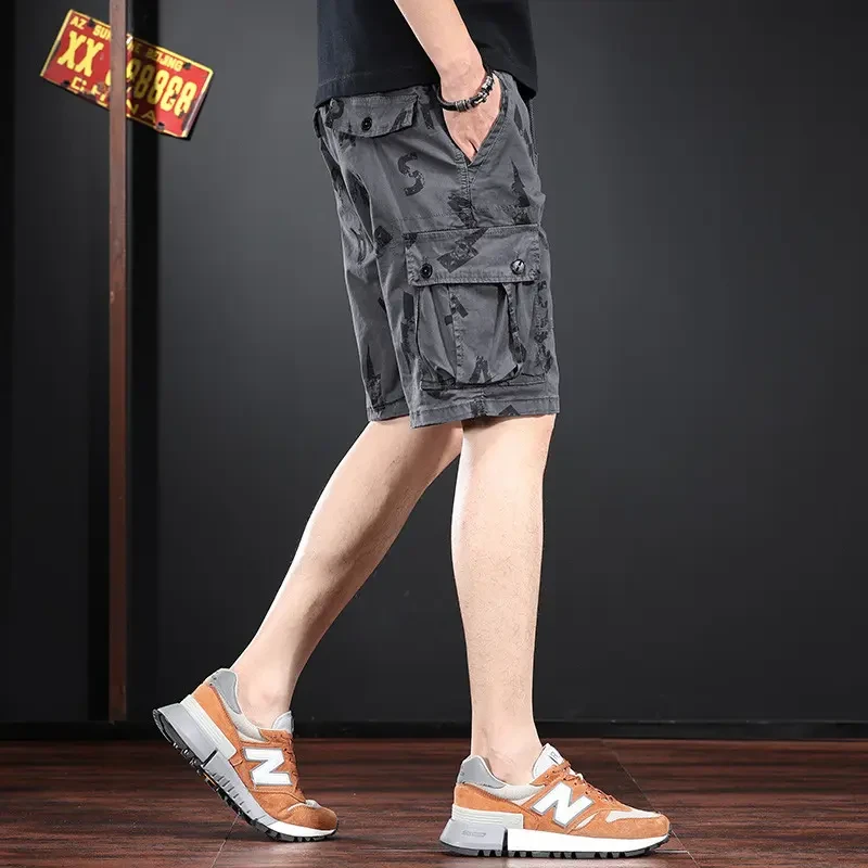 jeep吉普美式高端休闲工装短裤男夏季薄款潮牌中裤男直筒五分裤子