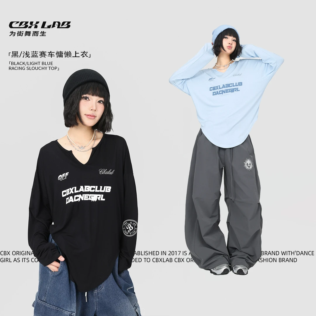 【达人专属】CBXLAB街舞潮牌辣妹慵懒赛车长袖街头跳舞罩衫kpop宽松