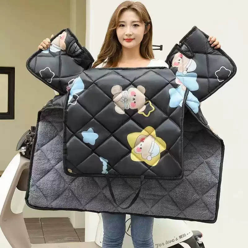 秋冬加绒加厚电动车挡风被摩托车防寒电瓶车防风四季通用保暖罩yj