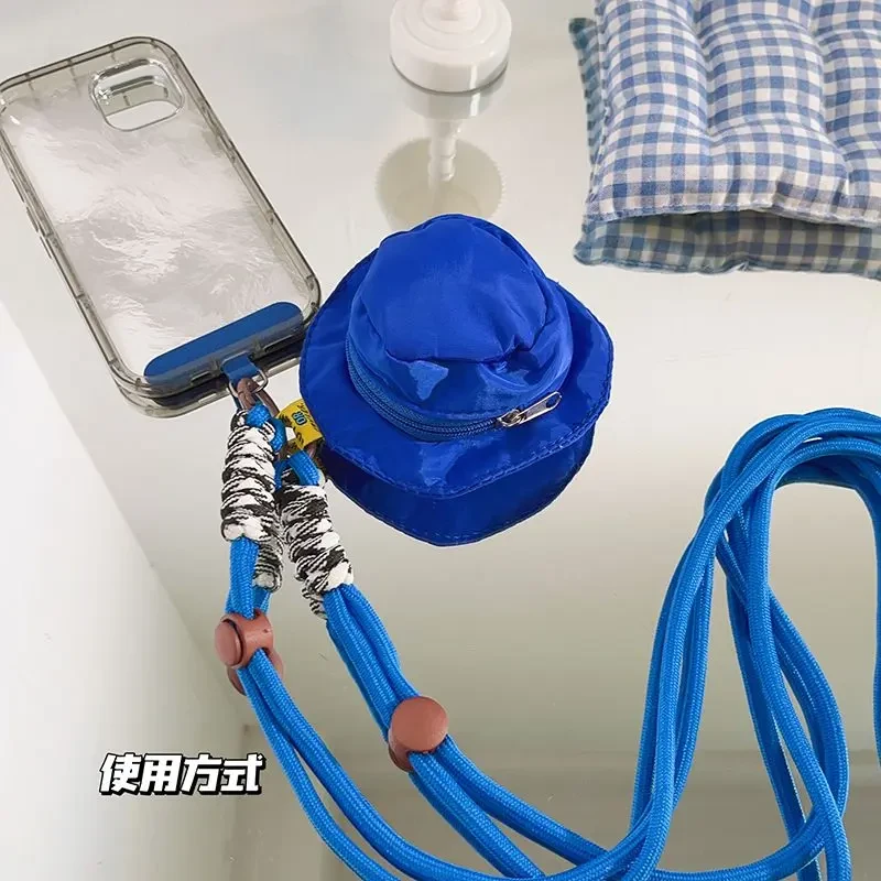 夏日ins火龙果色帽子包手机壳斜跨绳挂坠配饰品长款挂肩挂脖背带